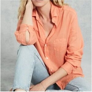 Frank & Eileen Sz Small Peach Barry Top Cotton Gauze Button Up